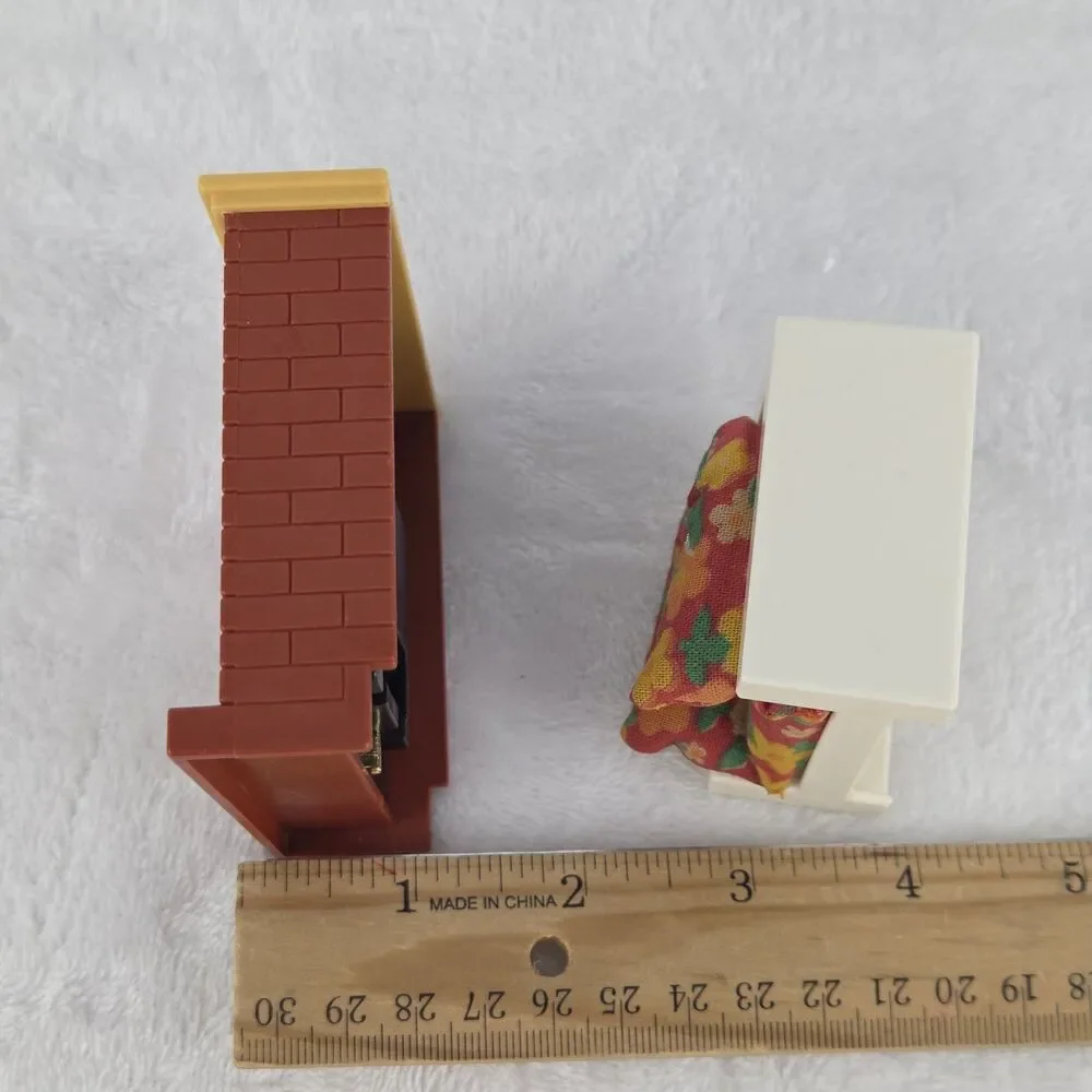 Vintage 1970s Fisher Price Dollhouse Fireplace Chair Living Room Set Fast Ship